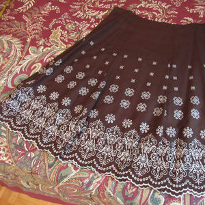 ELEMENTZ Embroided  Brown & White Skirt Size XL
